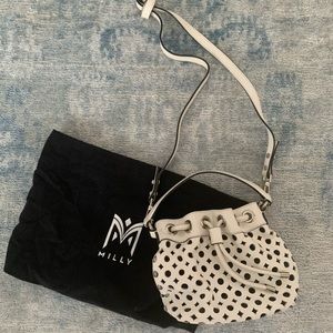 Milly bag with strap , white cut out leather